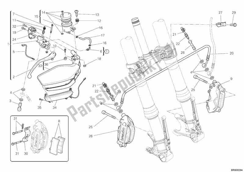 Todas las partes para Sistema De Freno Delantero de Ducati Multistrada 1200 S Touring USA 2010